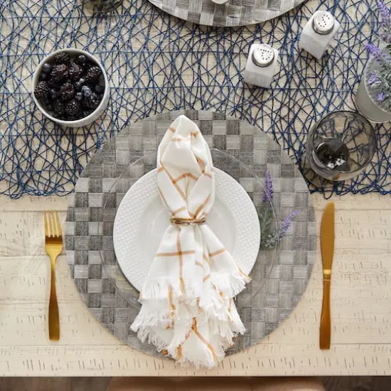 DII&reg; Reversible Round Basket Weave Woven Placemats, 4ct. Gray {9}