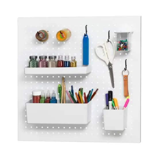 22" x 22" White Metal Pegboard by Simply Tidy&reg; {3}
