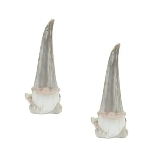 14.5" Modern Marble Finish Terra Cotta Gnome Figurines, 2ct. {1}