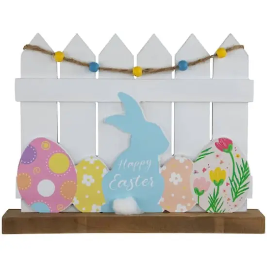 11.75" Happy Easter Bunny & Picket Fence Tabletop D&eacute;cor {1}