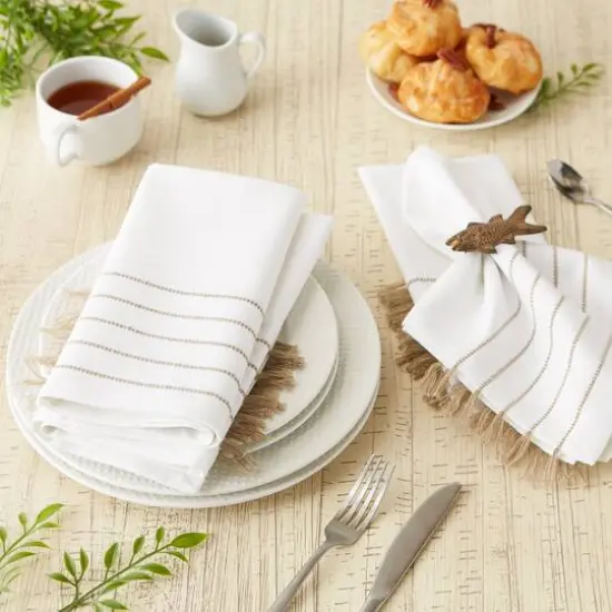 DII&reg; Striped Tassel Napkins, 4ct. White {4}