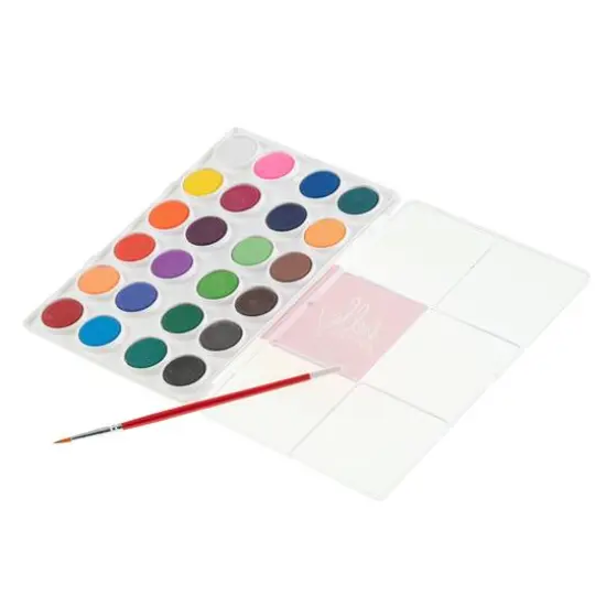 Hello, Artist!&reg; 24-Color Watercolor Cake with Brush Set {12}