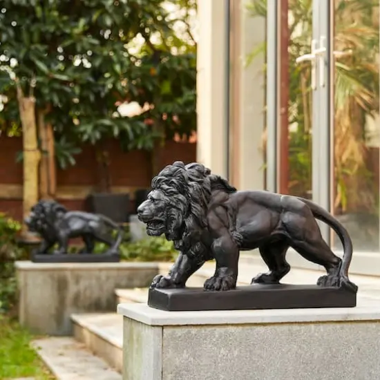 Glitzhome&reg; 24.5" Walking Lion Garden Statue {4}