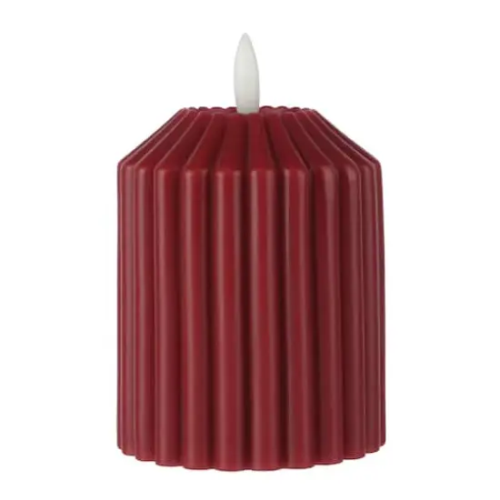 4" Ribbed Wax LED Pillar Candle by Ashland&reg; Maroon {1}