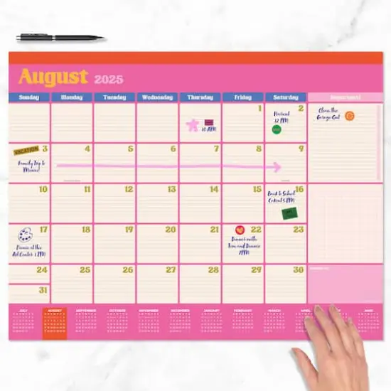 July 2025 - June 2026 Large Sherbert Desk Pad Monthly Blotter Calendar {3}