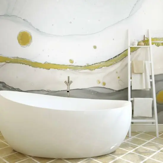 RoomMates Sea Foam Peel & Stick Wallpaper Mural Gray/Gold {4}