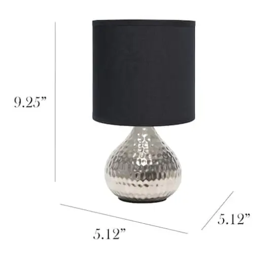 Simple Designs Hammered Silver Table Lamp Black {6}