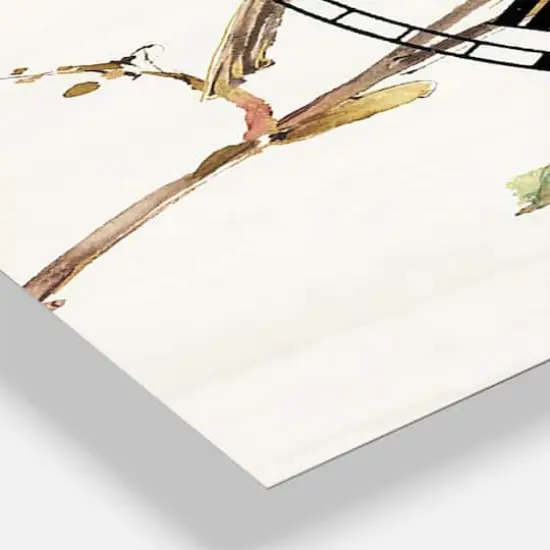 Designart Farmhouse Bird On Flower Branch Multipanel Wall Clock {4}