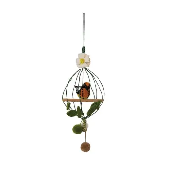 Hello Honey® Wool Felt Flower & Pom Poms Bird Cage Mobile with Bird {1}