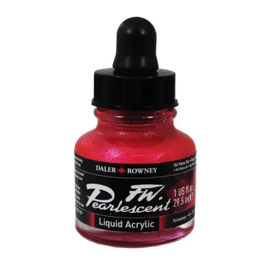 Daler-Rowney&reg; 1oz. FW Pearlescent Liquid Acrylic Ink 114 Hot Mama Red {1}