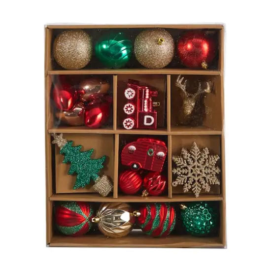 25ct. Holiday Deluxe Shatterproof Christmas Tree Ornament Box Set {5}