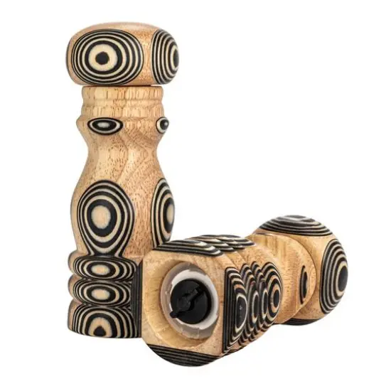 Hello Honey® Natural & Black Inlaid Circles Wood Salt & Pepper Mills Set {8}