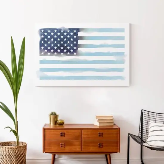 Nautical American Flag Canvas Wall Art {3}