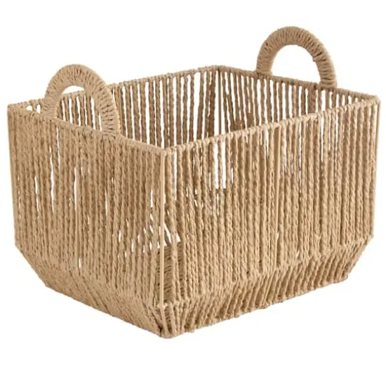 Simplify Large Vertical Weave Storage Basket with Round Handles {1}