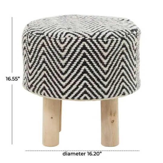 Black Wood Bohemian Stool, 16" x 16" x 17" {6}