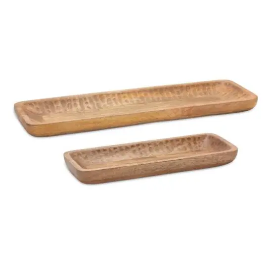 Natural Mango Wood Dough Bowl Tray Set {1}