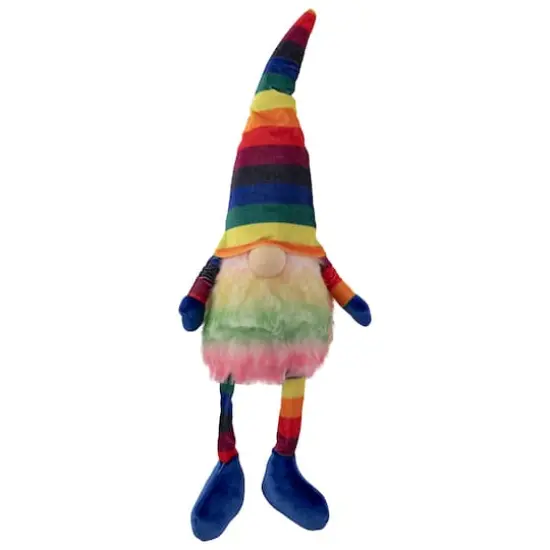 20" Bright Striped Rainbow Springtime Gnome with Dangling Legs {1}