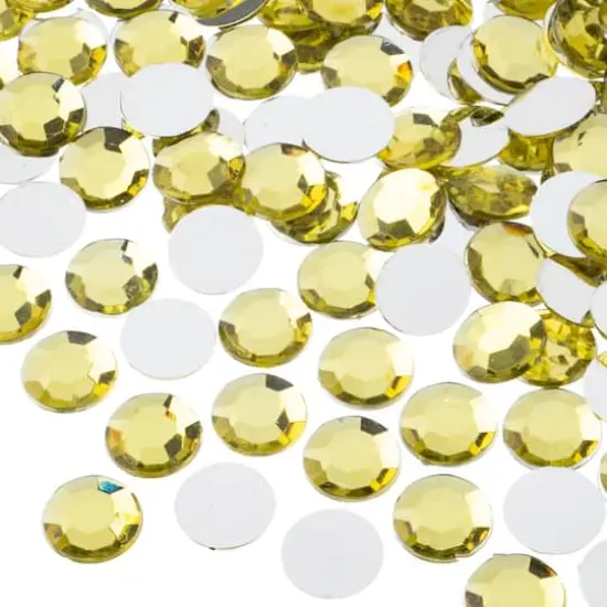 John Bead 12mm Acrylic Round Flat Back Rhinestones, 400ct. Yellow {1}