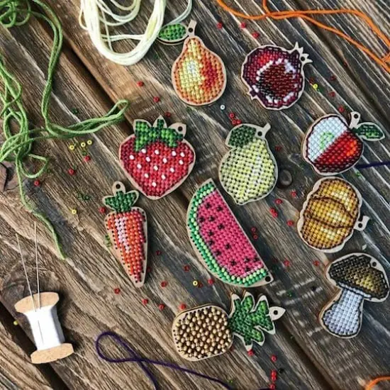 Wonderland Crafts Fruits & Vegetables Embroidery Blanks Set {4}