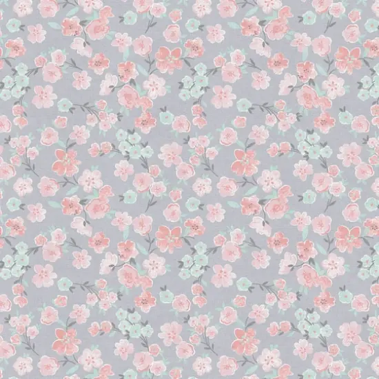 Fabric Editions Gray Floral Blooms Cotton Fabric {1}