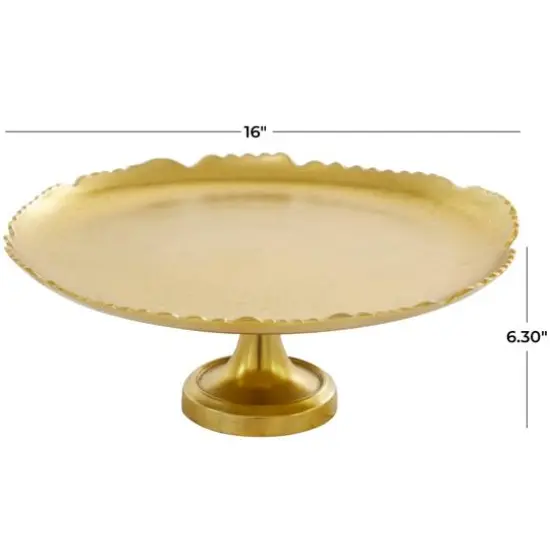 CosmoLiving by Cosmopolitan 16" Gold Aluminum Cake Stand {5}