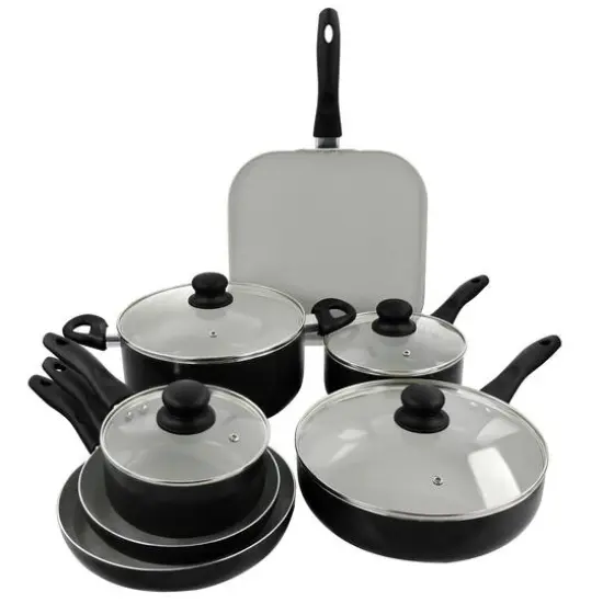 Gibson Home® 11-Piece Black Gazebo Ceramic Nonstick Aluminum Cookware Set {1}