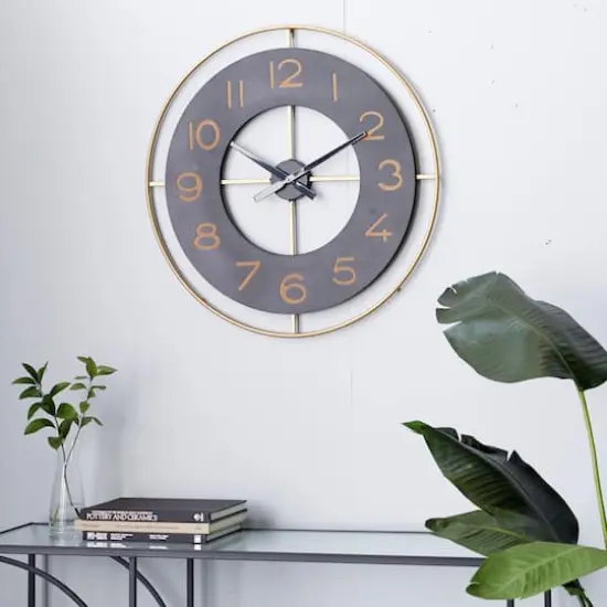 Gold Vintage Metal Wall Clock, 28" x 28" {9}