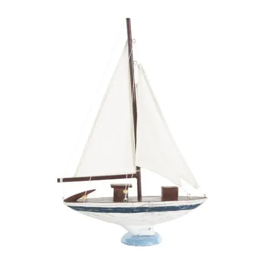 21" White Distressed Sail Boat Sculpture {7}