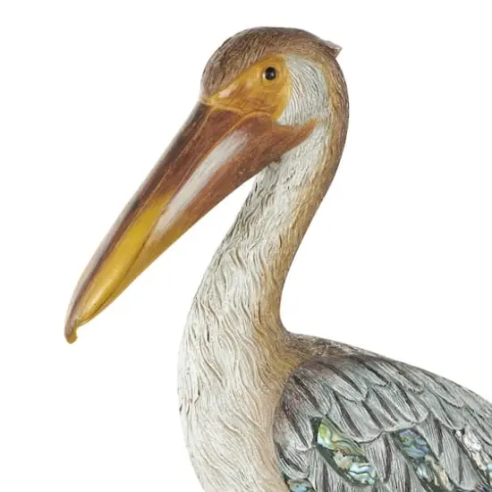 14" Teal Textured Pelican Sculpture with Brown Block {4}