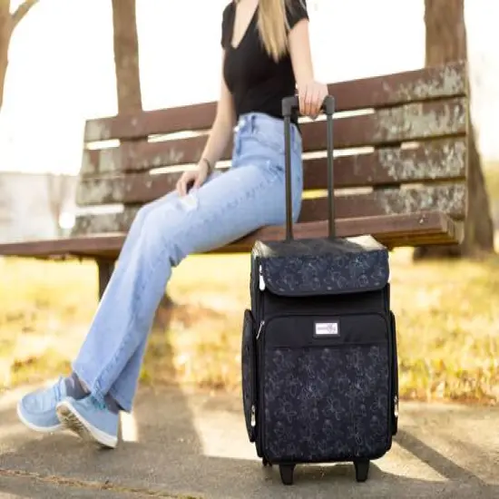 Everything Mary Black & White Rolling Craft Bag {8}