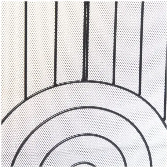 Black Metal Art Deco 3-Panel Fireplace Screen {6}