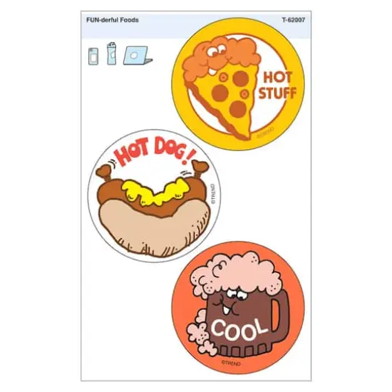 TREND Enterprises&reg; FUN-derful Foods Vinyl Stickers, 3 Per Pack, 6 Packs {3}
