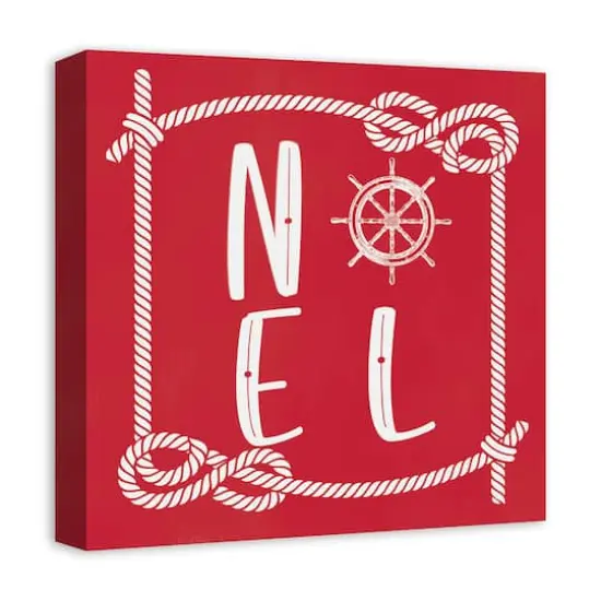 16" Red Nautical Noel Christmas Canvas Wall D&eacute;cor {4}