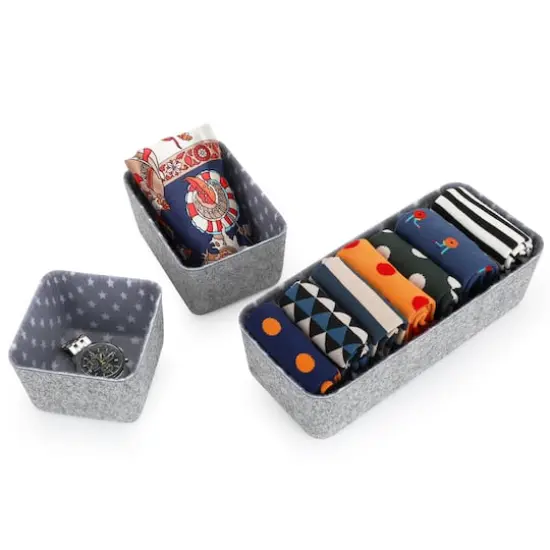 Welaxy Felt 3 Piece Stars Storage Bin Set {4}