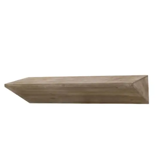 Small Natural Wedge Wood Floating Wall Shelf {1}