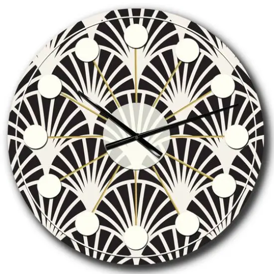 Designart 'Retro Art Deco Waves I Mid-Century Modern Wall Clock {1}