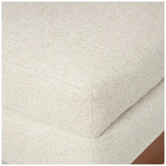 White Boucle Accent Chair with Brown Wooden Legs {5}