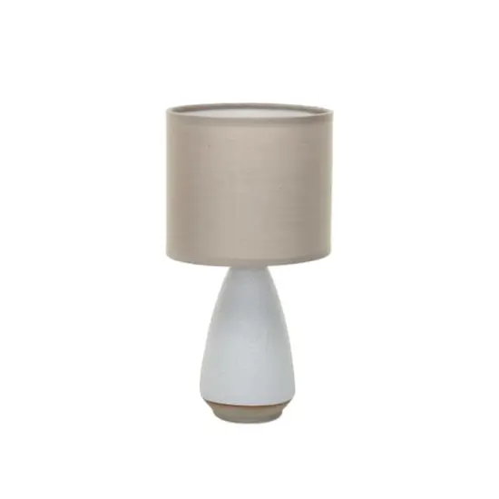 Hello Honey&reg; 10.75" White Speckled Stoneware Table Lamp with Linen Shade {1}