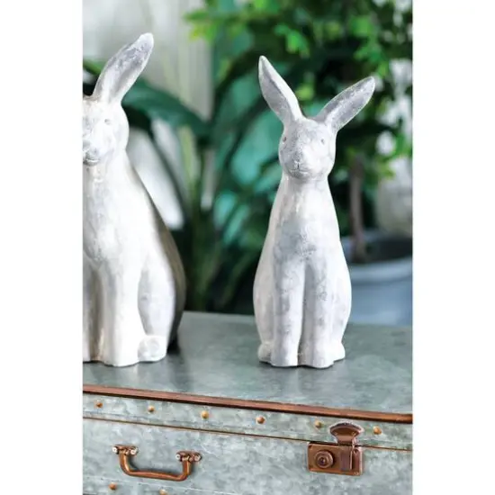 18" Gray Stone Farmhouse Rabbit Garden Sculpture {7}