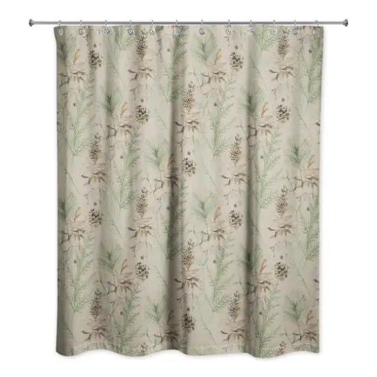 Pinecones & Greenery on Brown Shower Curtain {3}