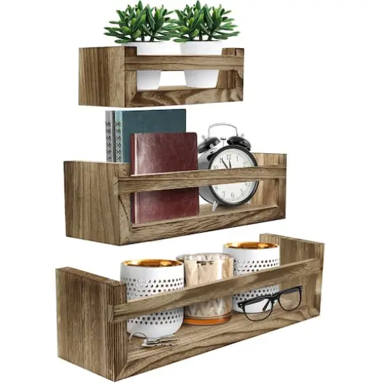 Sorbus Rustic Floating Shelves Set Mahogany {1}