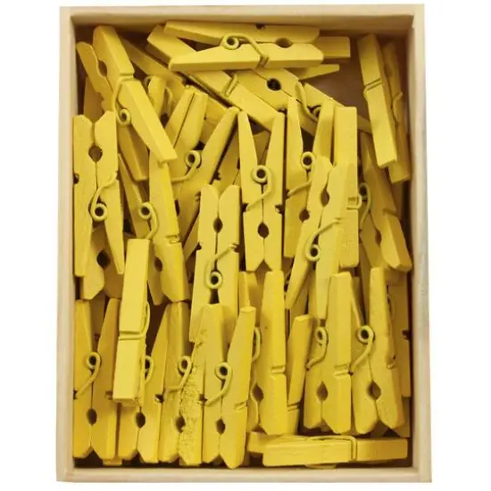 JAM Paper 1.125" Wood Clip Clothespins, 100ct. Yellow {4}