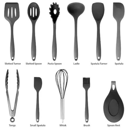 MegaChef Black Silicone Cooking Utensils Set, 12ct. {7}