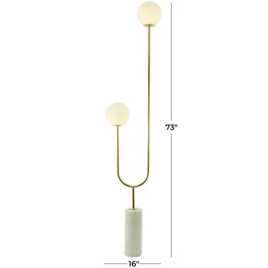 73" 2 Orb Light Floor Lamp with Marble Base Gold {8}