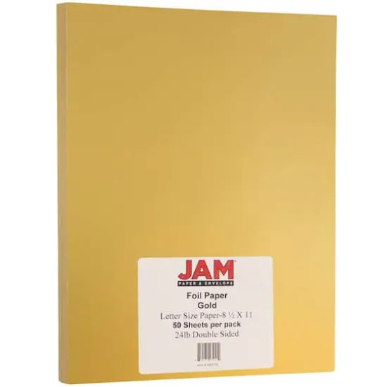 JAM Paper 2-Sided Foil 8.5" x 11" 24lb. Paper, 50 Sheets Gold {4}