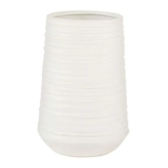 CosmoLiving by Cosmopolitan 7" White Porcelain Contemporary Vase {3}