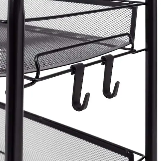 Honey Can Do Black 4-Tier Metal Rolling Cart with Trays {6}