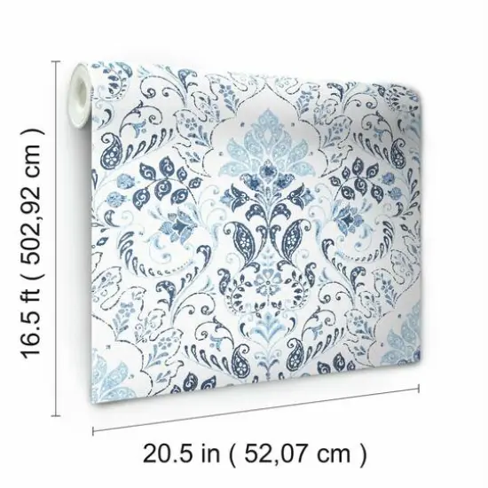 RoomMates Persian Damask Peel & Stick Wallpaper Blue {9}