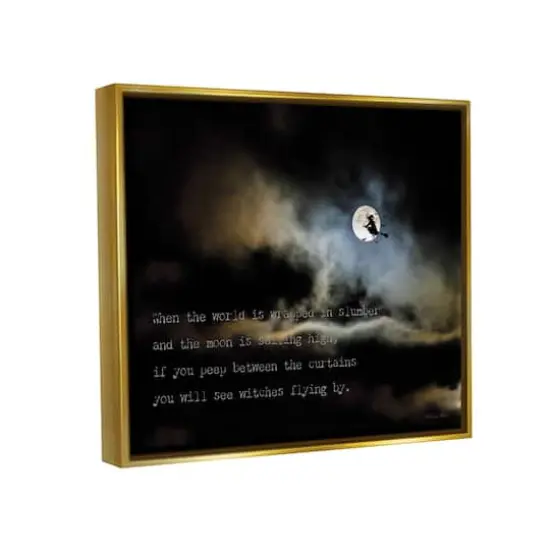 Stupell Industries Witch Flying By Moon Framed Floater Canvas Wall Art {4}