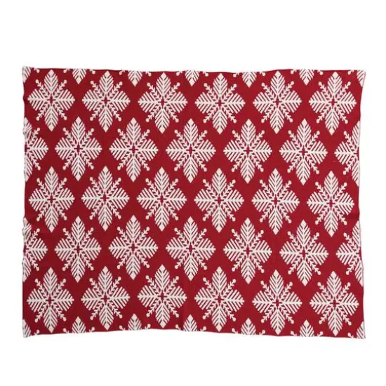 Hello Honey&reg; Red & White Snowflake Two-Sided Cotton Knit Slub Throw {4}